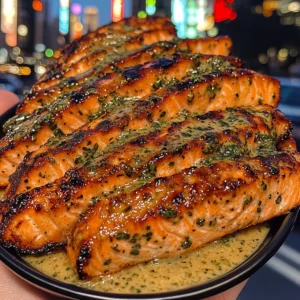 Herb Butter Salmon Strips with Tomato Basil Sauce