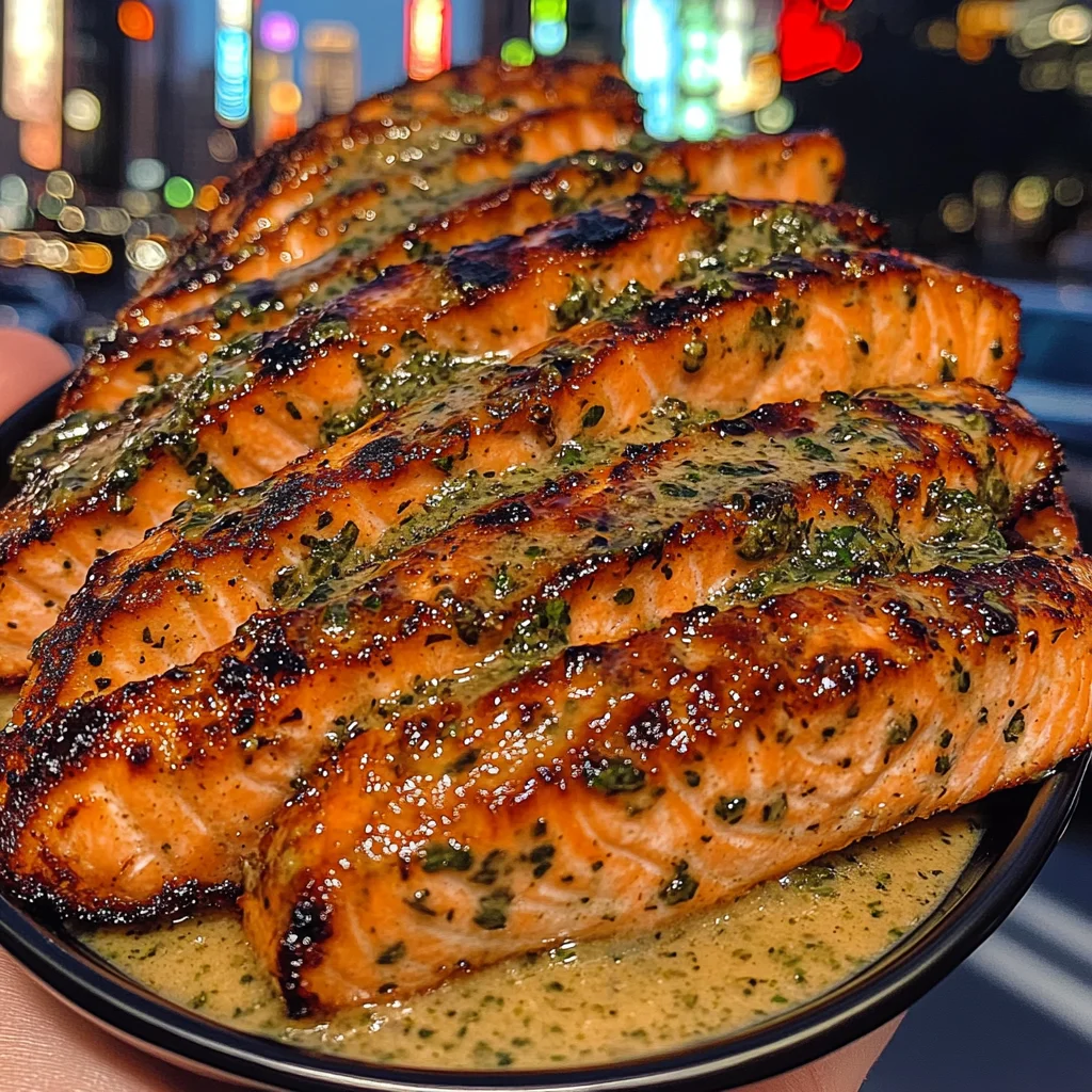 Herb Butter Salmon Strips with Tomato Basil Sauce