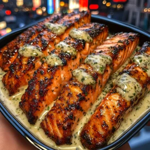 Herb Butter Salmon Strips with White Wine Sauce