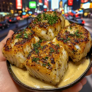 Herb Crusted Cod Cubes with Creamy Mustard