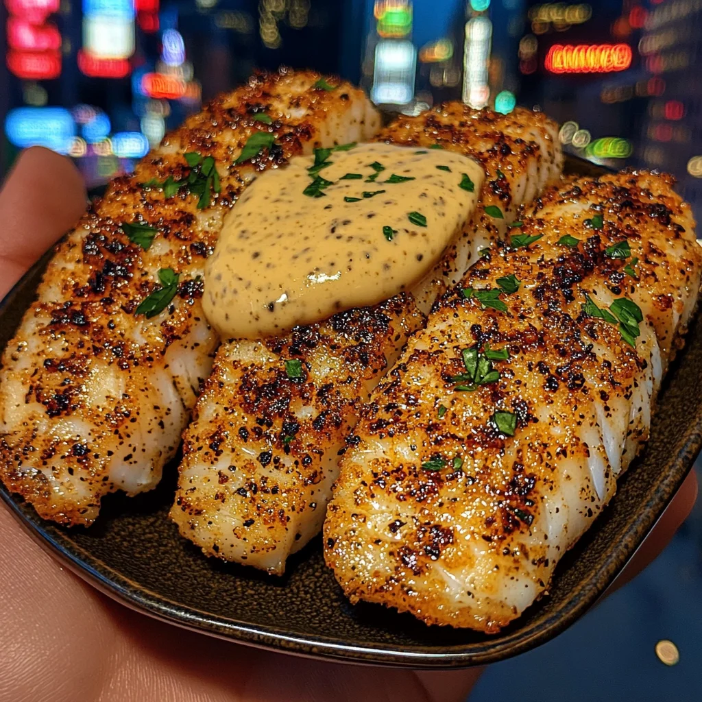 Herb Crusted Cod Strips with Mustard Cream