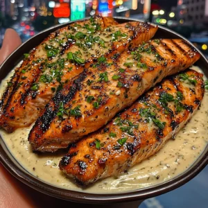 Herb Lemon Salmon Strips with Garlic Cream