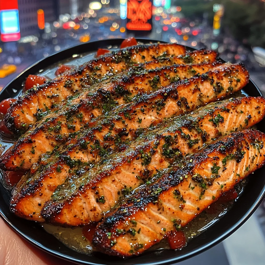 Herb Roasted Salmon Strips with Tomato Relish