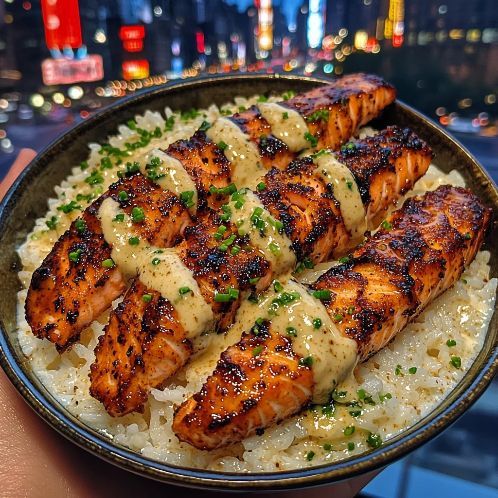 Honey Butter Salmon Strips with Coconut Rice
