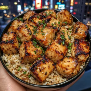 Honey Garlic Chicken Cubes with Fried Rice