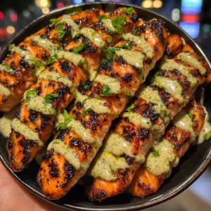 Honey Lime Salmon Strips with Creamy Cilantro