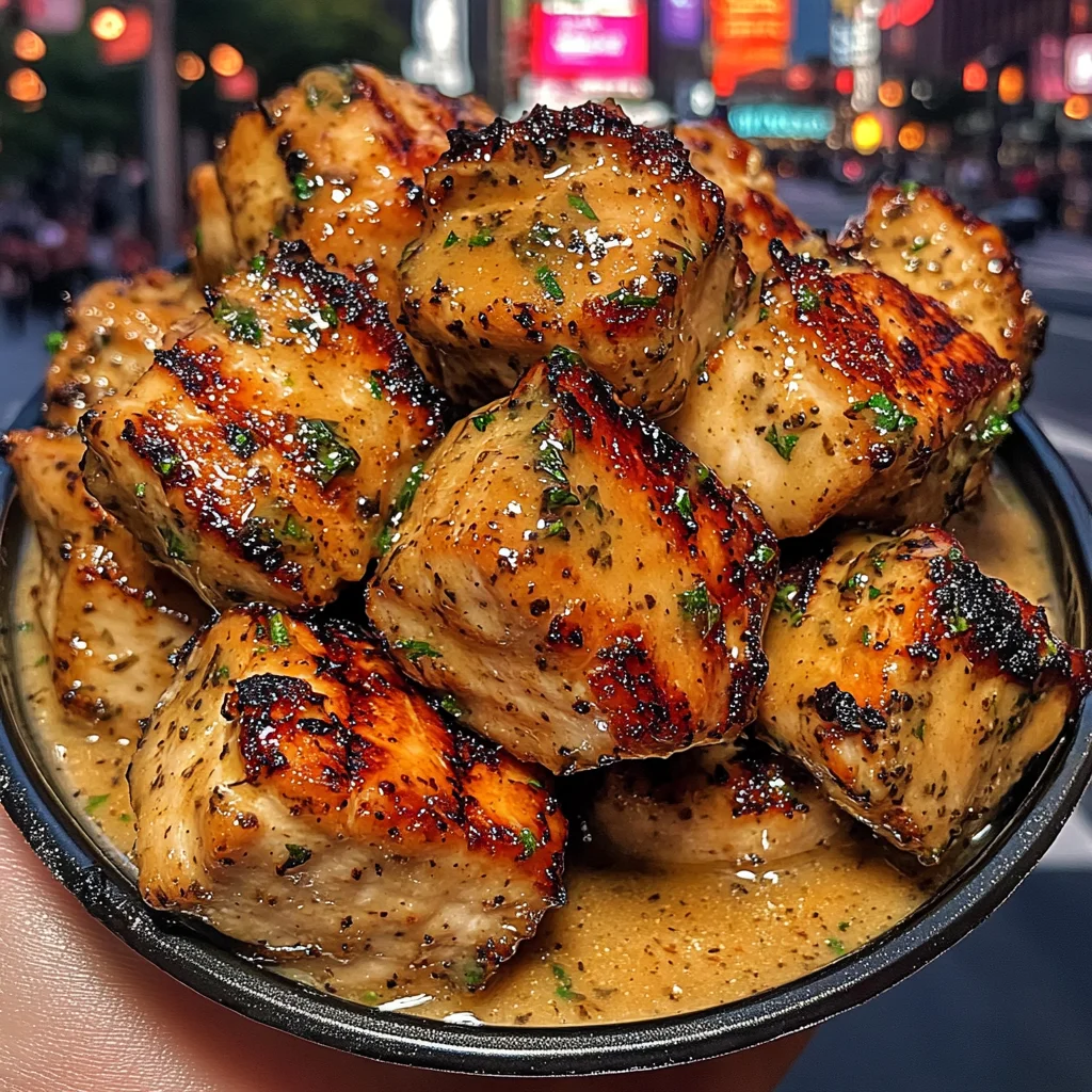 Honey Mustard Chicken Cubes with Herb Glaze