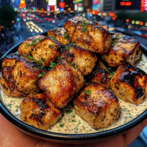 Honey Mustard Chicken Cubes with Herb Yogurt
