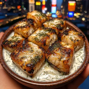 Lemon Dill Fish Cubes with Creamy Yogurt