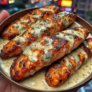 Lemon Garlic Salmon Strips with Creamy Herb Sauce