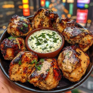 Lemon Pepper Chicken Bites with Yogurt Herb Dip