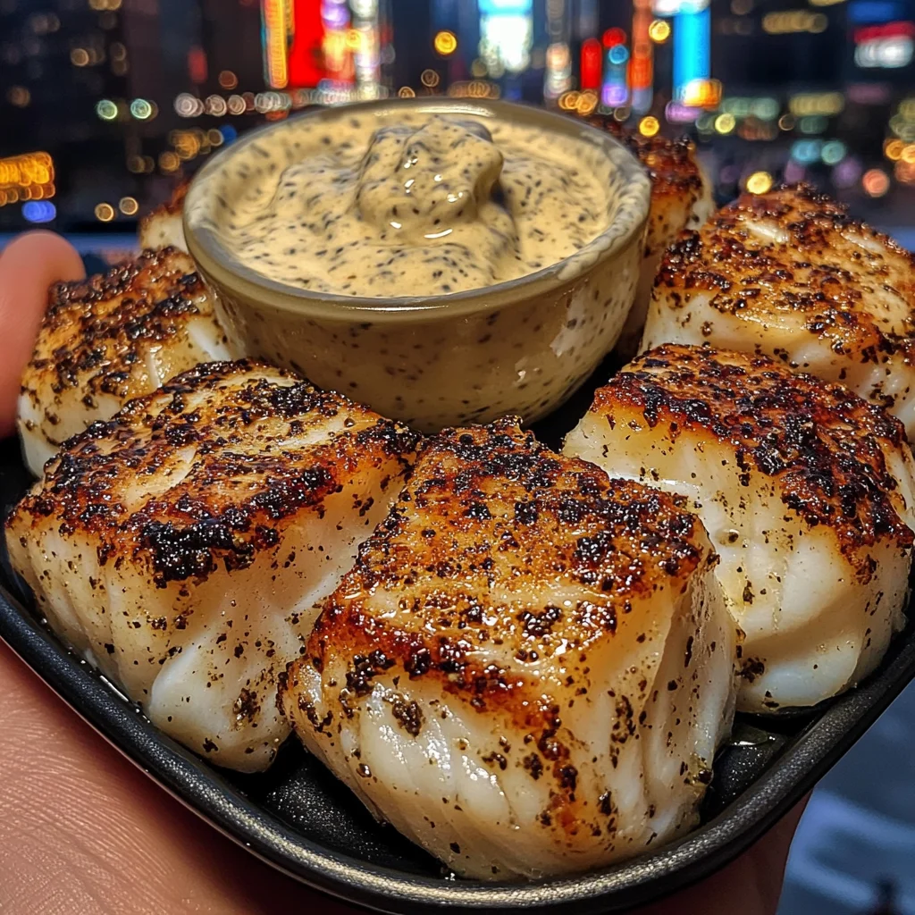 Lemon Pepper Cod Cubes with Creamy Tartar Dip