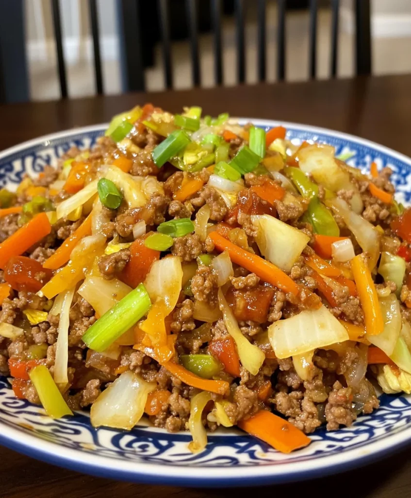 Low-Calorie Chinese Ground Beef & Vegetable Stir-Fry