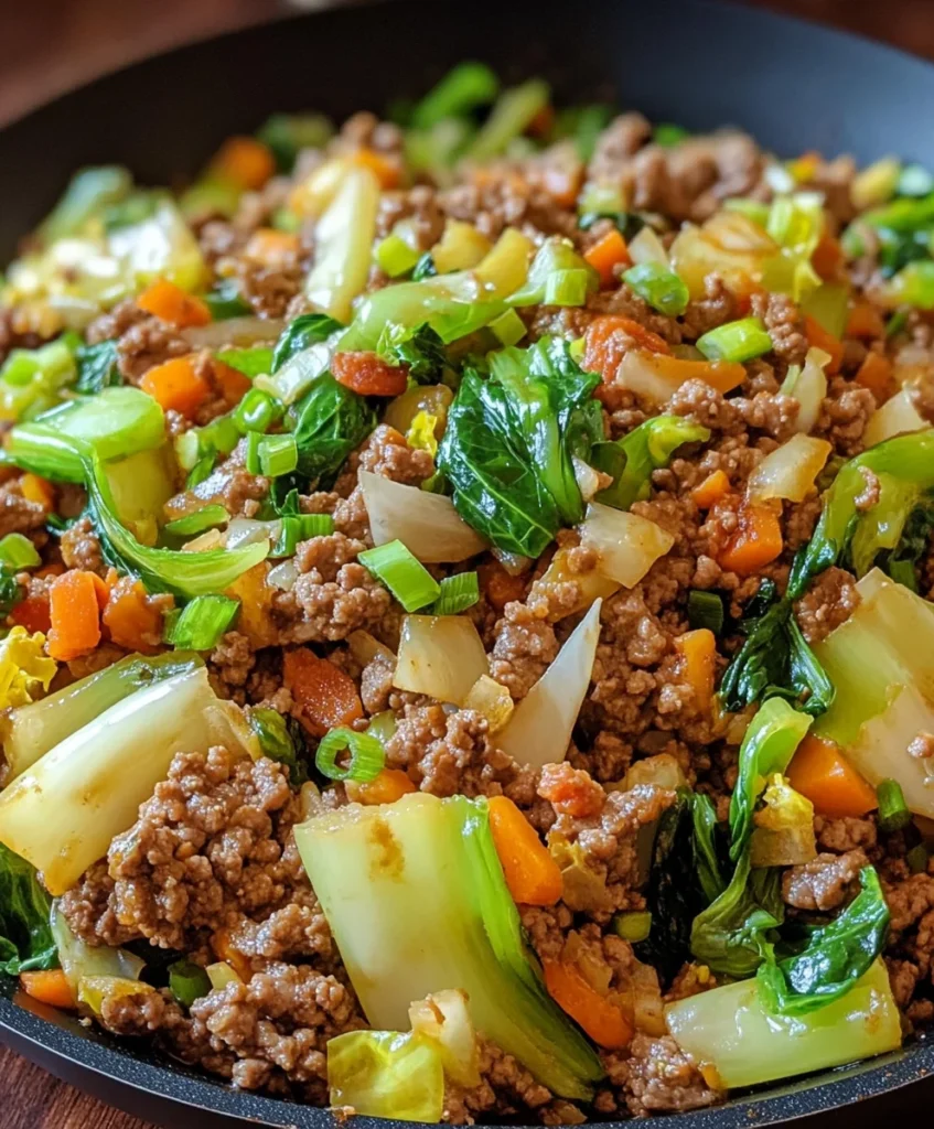 Low-Carb Ground Beef & Bok Choy Skillet