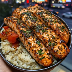 Mediterranean Herb Salmon Strips with Tomato Rice