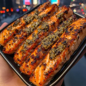 Mediterranean Salmon Strips with Olive Tapenade