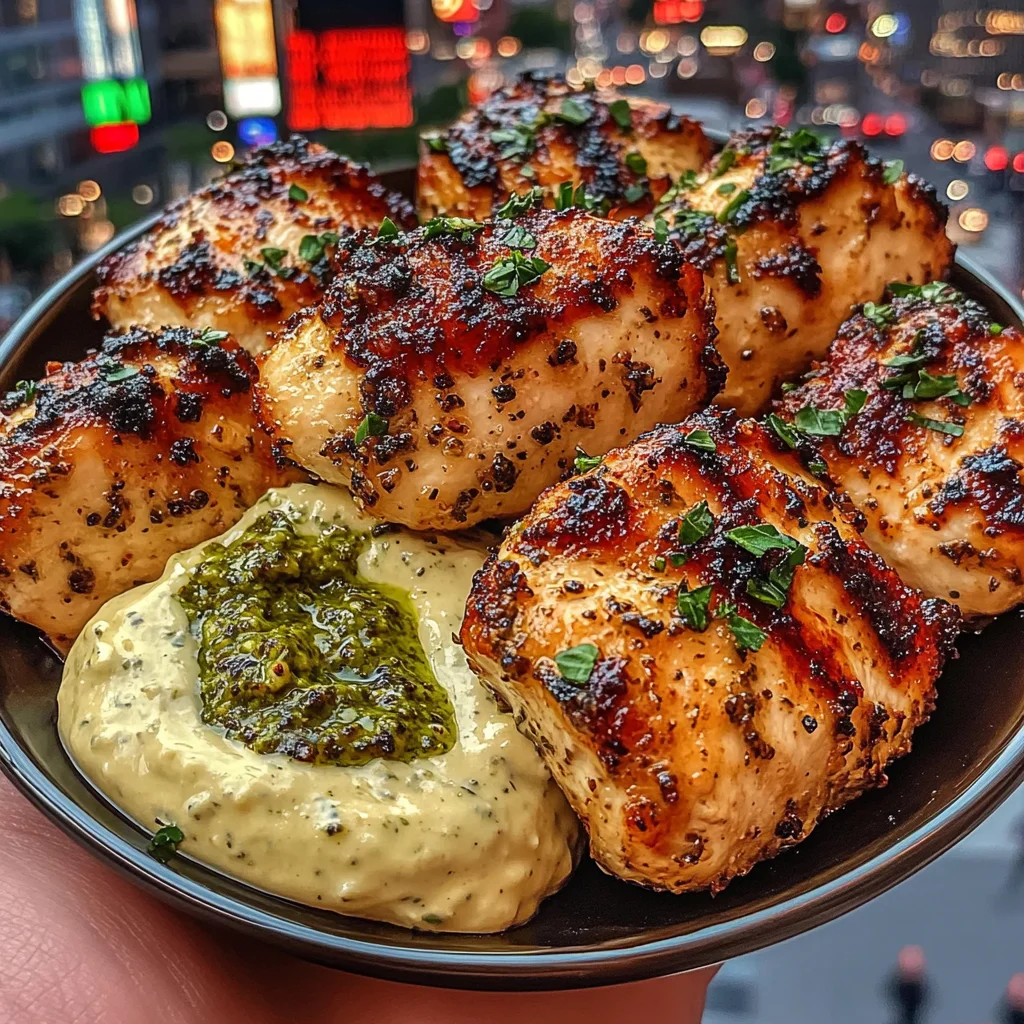 Parmesan Herb Chicken Bites with Pesto Mayo