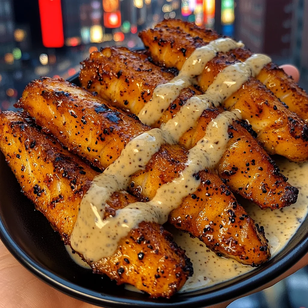 Peppercorn Fish Strips with Creamy Mustard