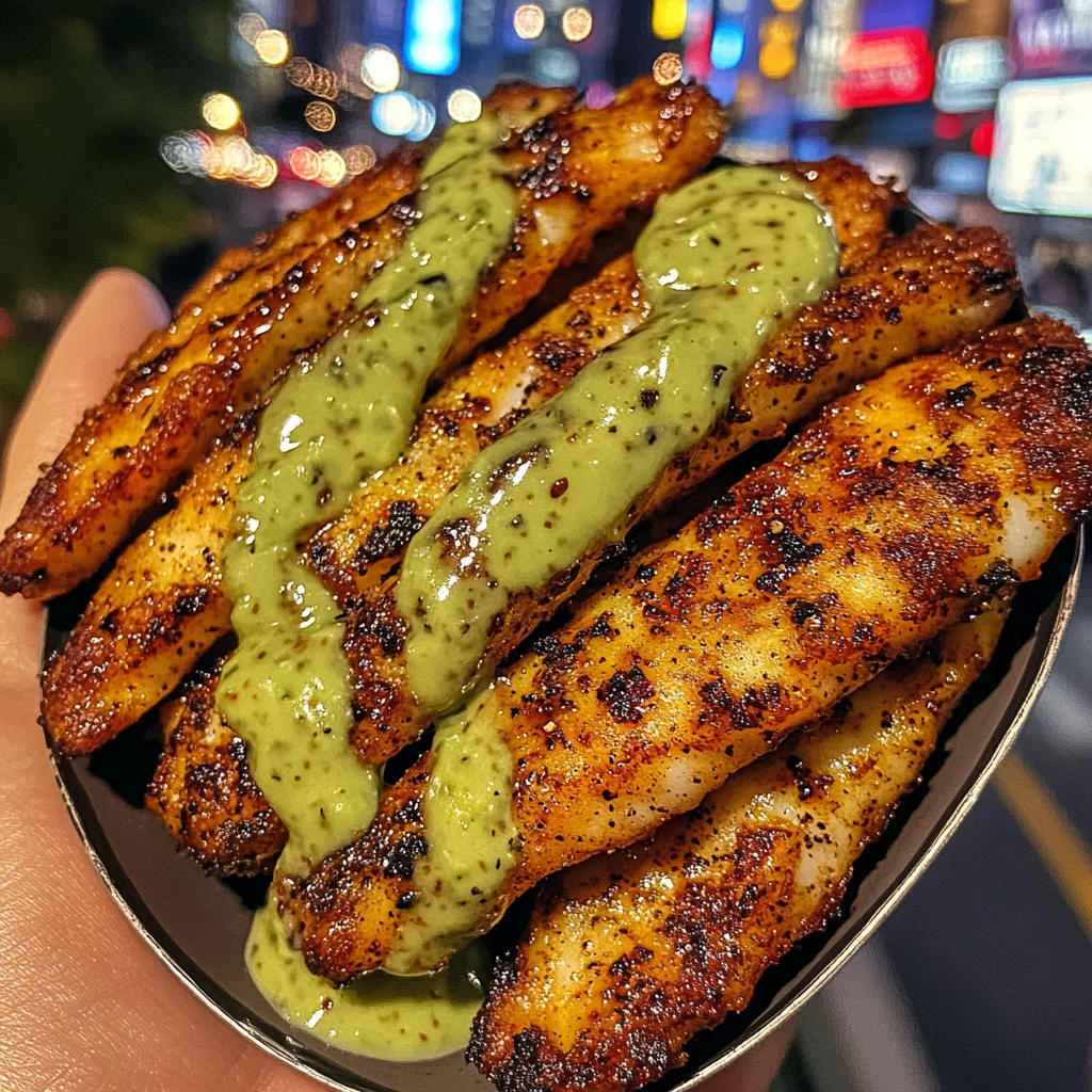 Smoky Cajun Fish Strips with Avocado Sauce