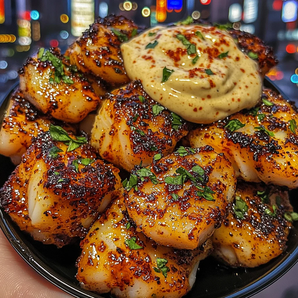 Spicy Garlic Cod Bites with Chili Mayo