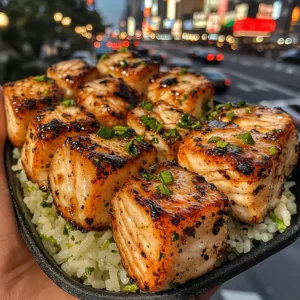 Spicy Lime Fish Cubes with Cilantro Rice