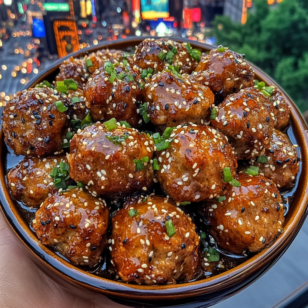 Sticky Ginger Meatballs with Sesame Glaze