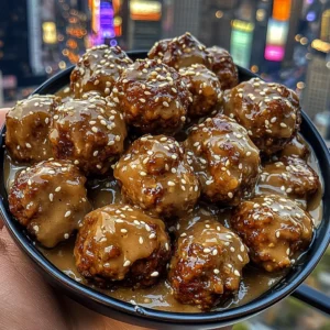 Sticky Teriyaki Meatballs with Sesame Seeds