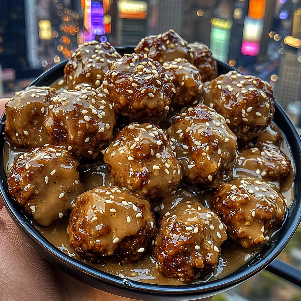 Sticky Teriyaki Meatballs with Sesame Seeds