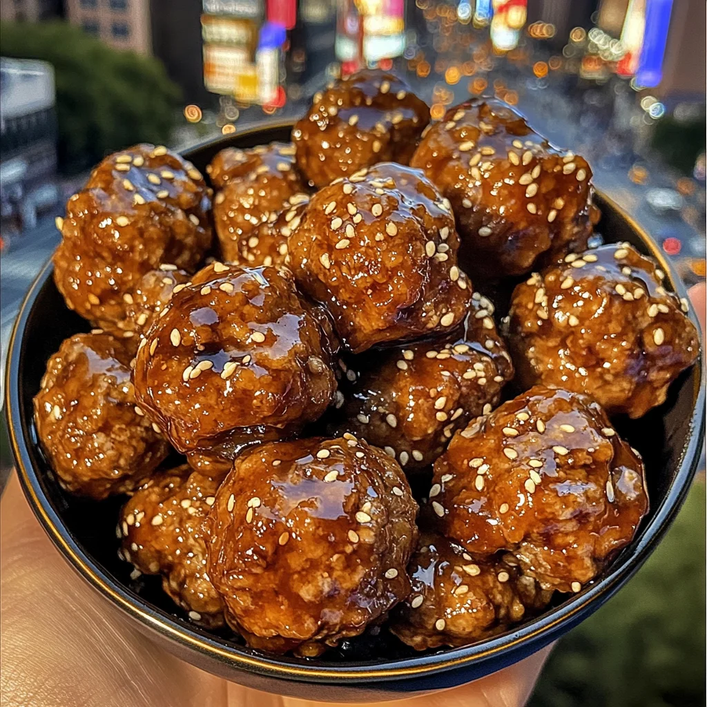 Sticky Teriyaki Meatballs with Sesame Seeds