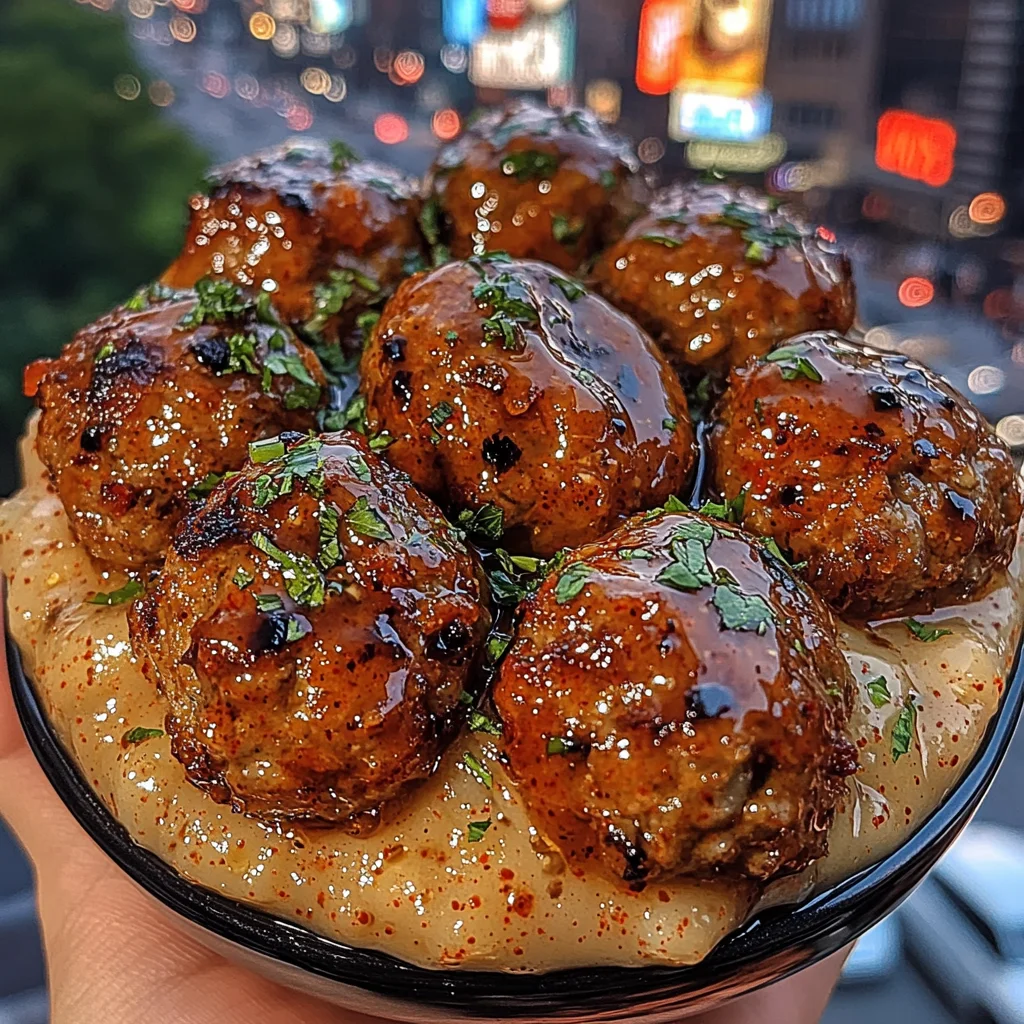 Sweet Chili Meatballs with Garlic Glaze