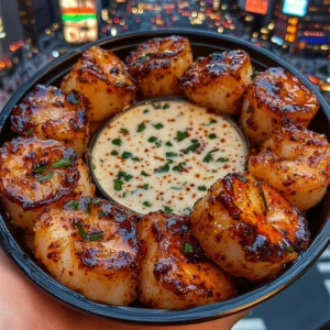 Sweet Chili Shrimp Cubes with Sesame Yogurt Dip