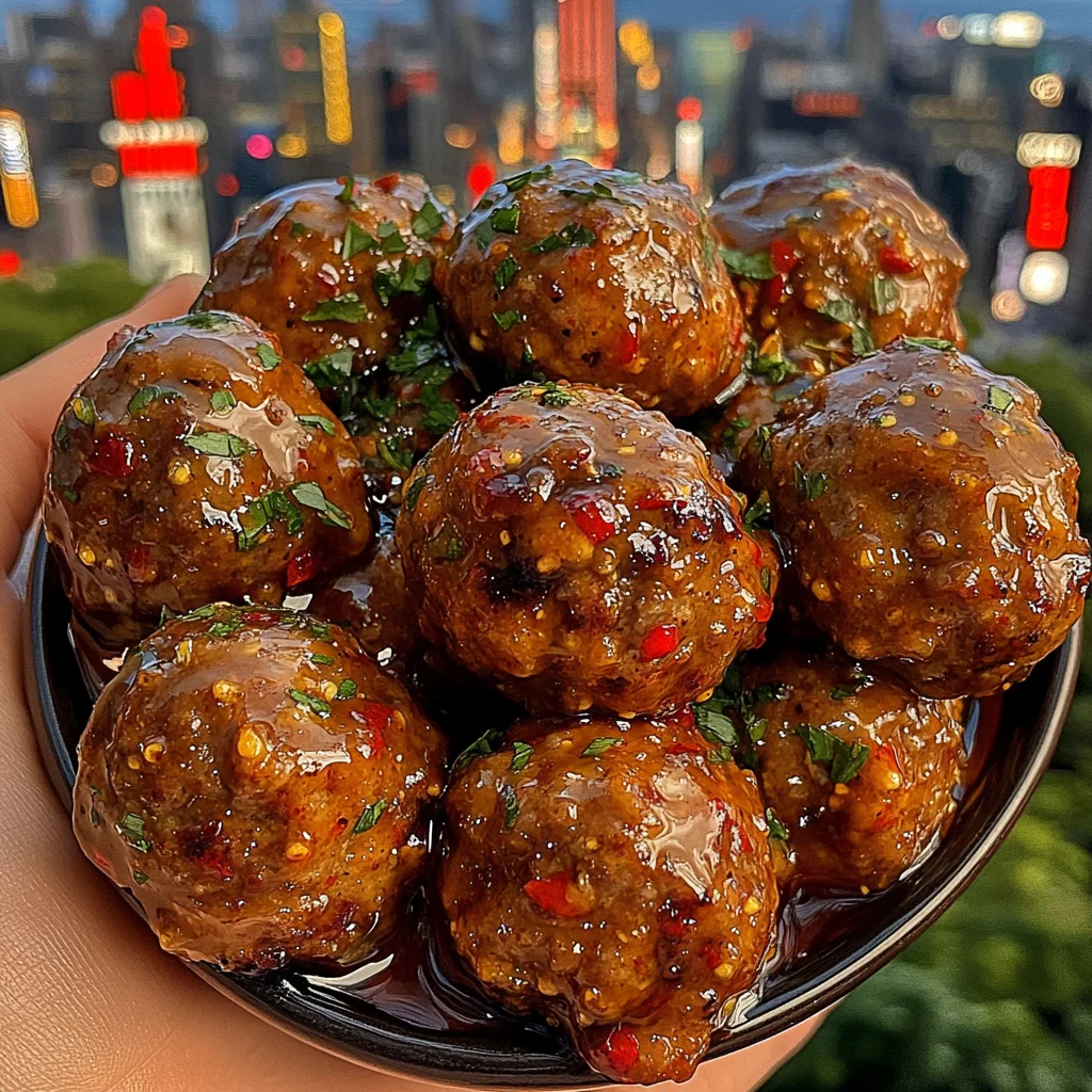 Sweet & Spicy Meatballs with Chili Honey Glaze