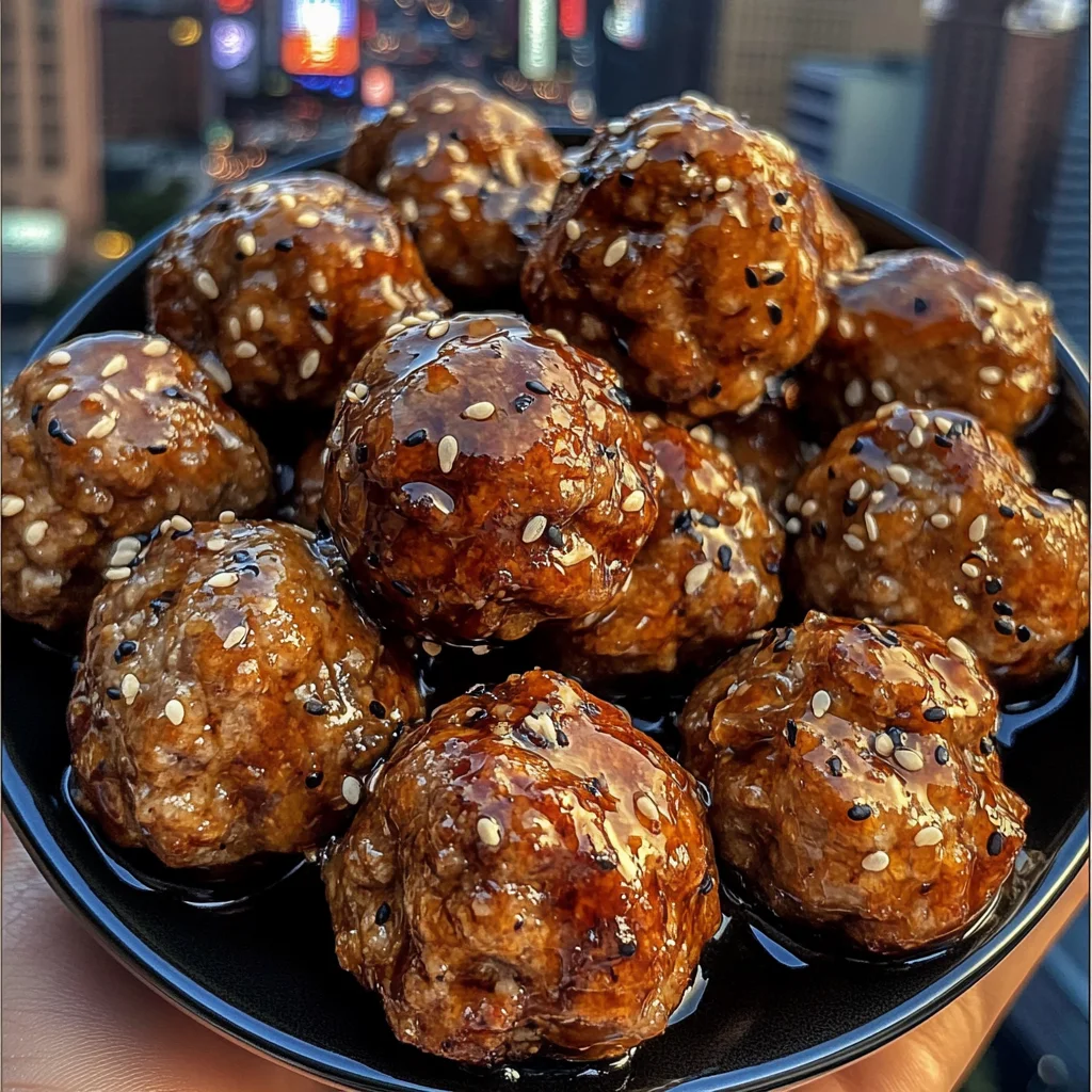 Sweet Teriyaki Meatballs with Sesame Glaze
