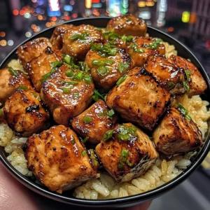 Teriyaki Chicken Cubes with Pineapple Rice