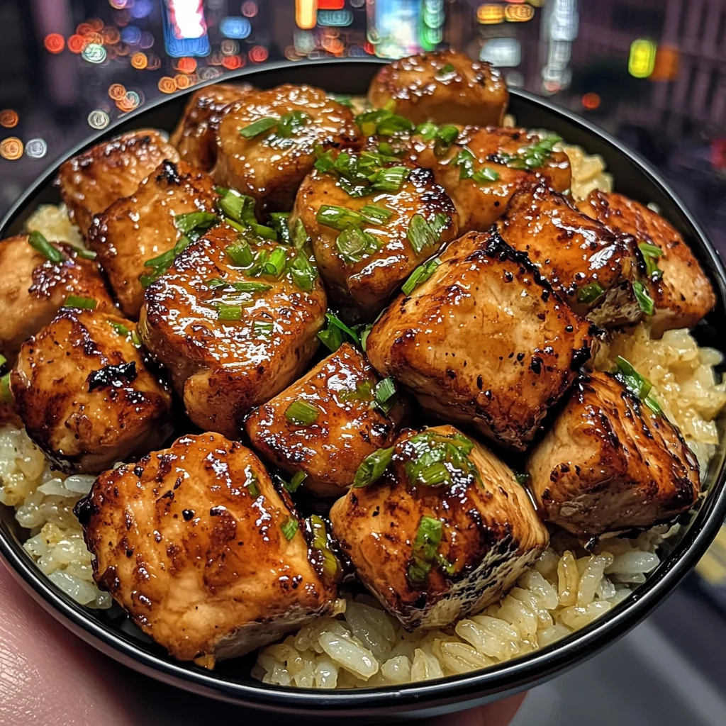 Teriyaki Chicken Cubes with Pineapple Rice