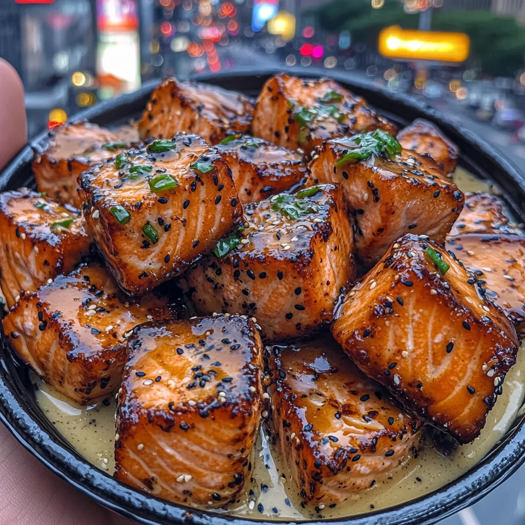 Teriyaki Salmon Cubes with Sesame Drizzle