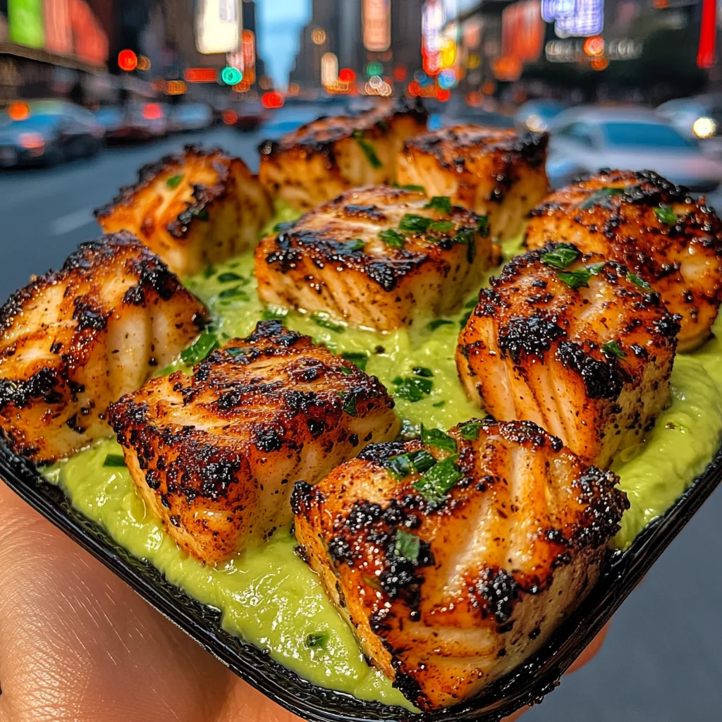 Zesty Lime Fish Cubes with Avocado Sauce