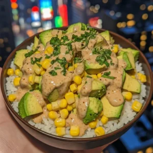 Creamy Avocado Corn Rice Bowl
