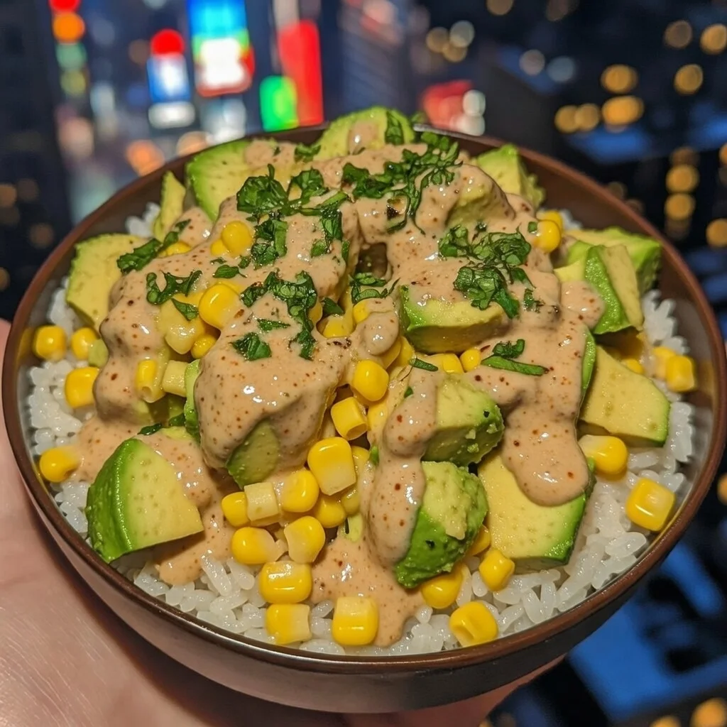 Creamy Avocado Corn Rice Bowl