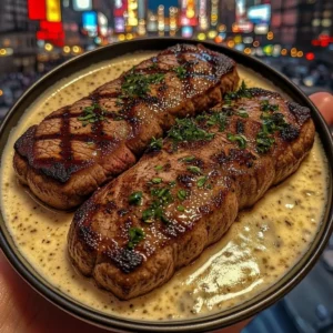 Garlic Herb Grilled Steak with Creamy Lemon Sauce