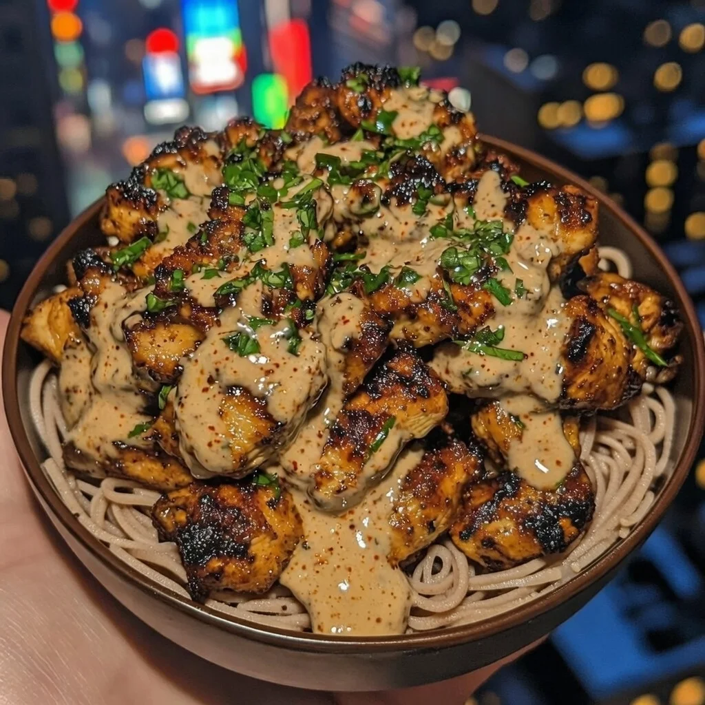 Thai Peanut Chicken Soba Bowls with Fresh Lime & Herbs